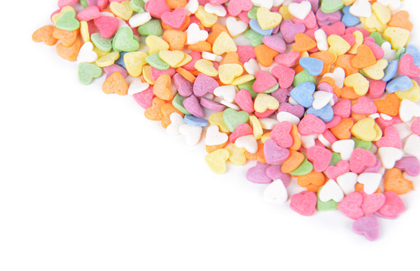 Colorful candy-hearts isolated on white - Foto, afbeelding