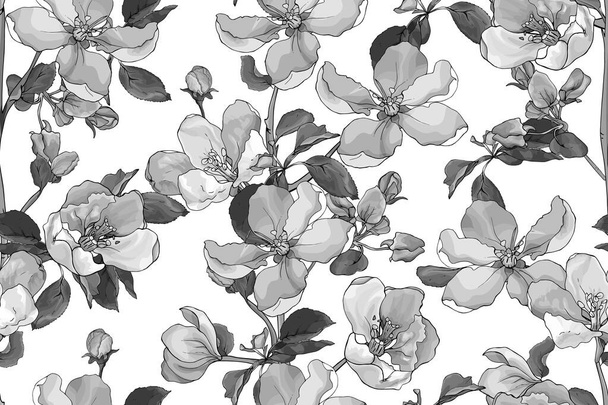 Vektorový bezešvý vzor s květinami, Květinový vzor pro textil - Vektor, obrázek