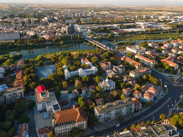 Aerial sunset view of City of Plovdiv, Bulgaria - Fotografie, Obrázek