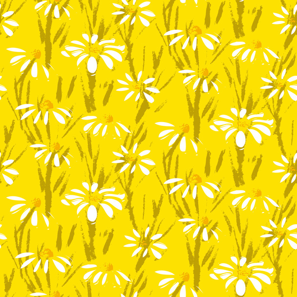 Vector pattern with hand drawn daisy flowers - Vetor, Imagem