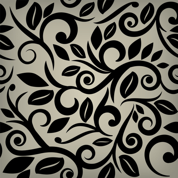 black and tan floral seamless background - Vector, Image