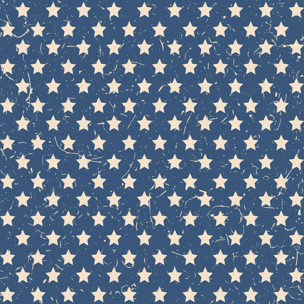American patriotic stars textured seamless pattern in vintage colors. Independence day vector background. - Vecteur, image