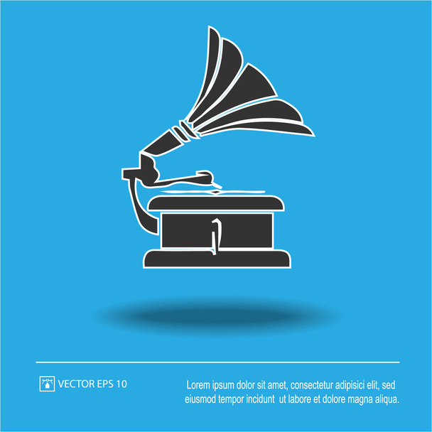 Gramophone vector icon eps 10. Simple isolated illustration. - Vector, Image