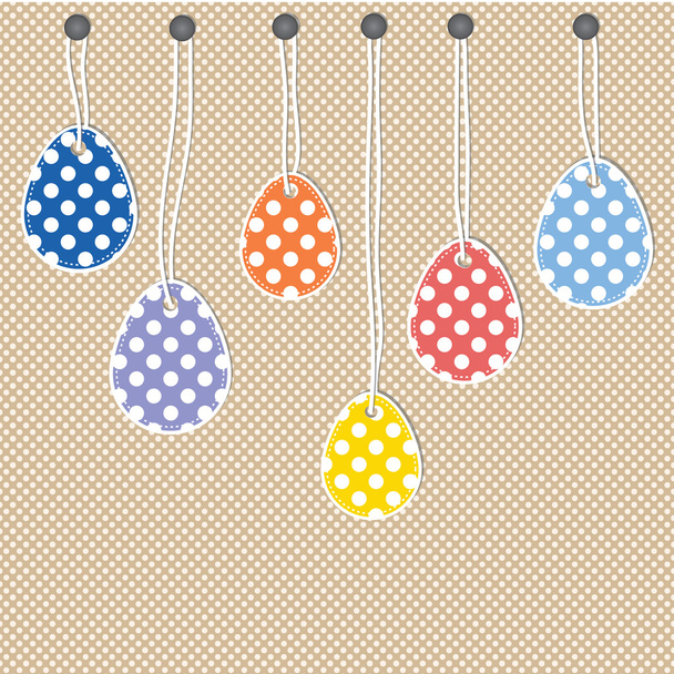 Easter eggs hanging from strings - Vector, Imagen