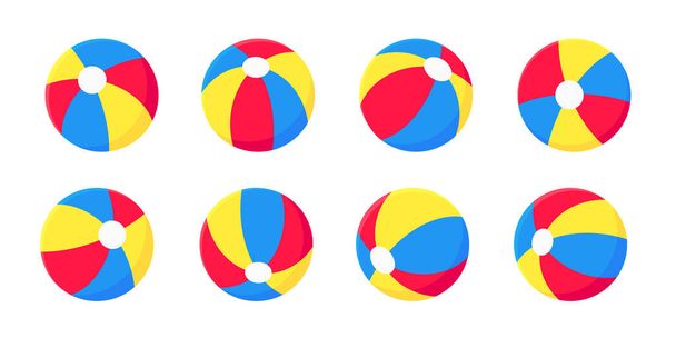 Ugráló felfújható strand labda lapos stílusú design vektor illusztráció gyűjtemény készlet elszigetelt fehér háttér. - Vektor, kép