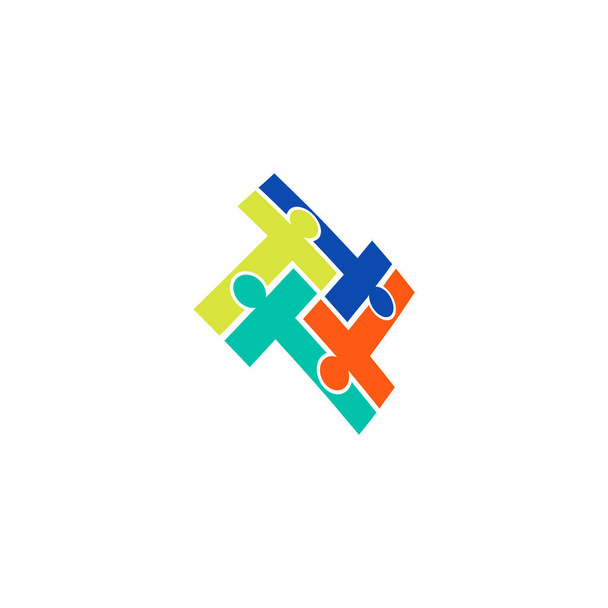 logo geometrických lidí ve tvaru spojovacího písmene t - Vektor, obrázek