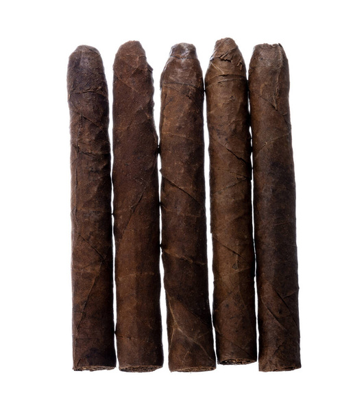 Hand rolled cigars isolated on white background - Foto, Imagem