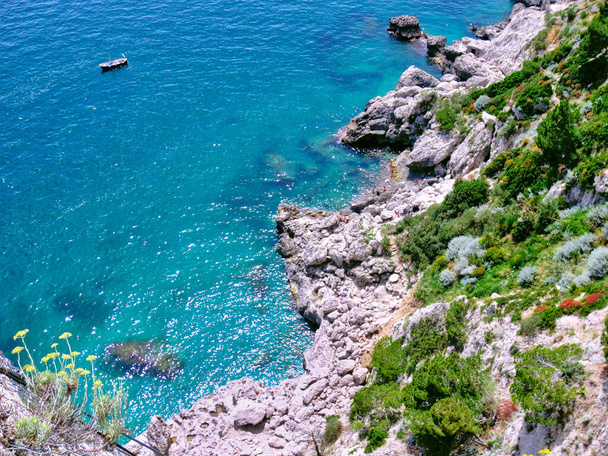Scenic Capri Island shoreline in Bay of Naples - 写真・画像