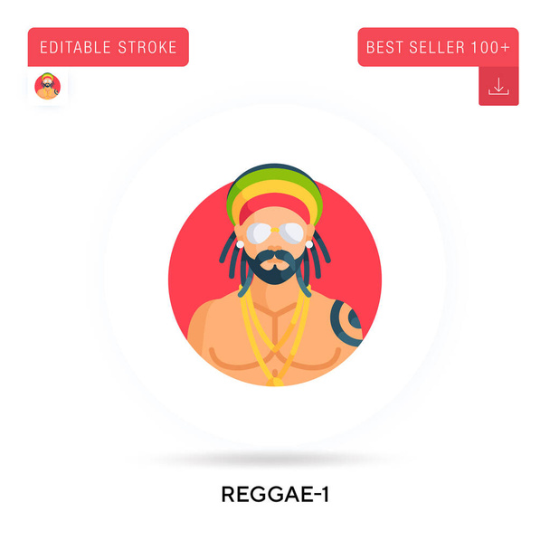 Reggae-1 részletes kör alakú lapos vektor ikon. Vektor elszigetelt koncepció metafora illusztrációk. - Vektor, kép