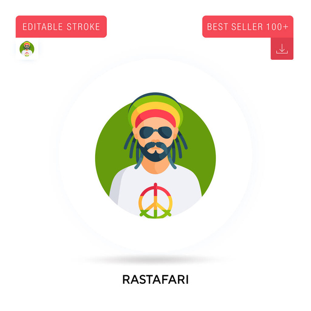 Rastafari detailed circular flat vector icon. Vector isolated concept metaphor illustrations. - Vector, Image