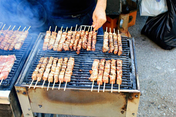 Outdoor barbecue, pork meat grilled - Photo, Image