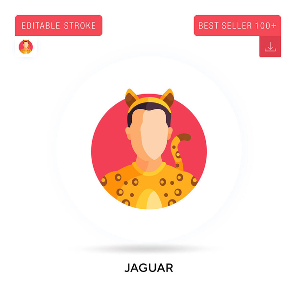 Icona circolare vettoriale piatta dettagliata Jaguar. Illustrazioni di metafore concettuali isolate vettoriali. - Vettoriali, immagini