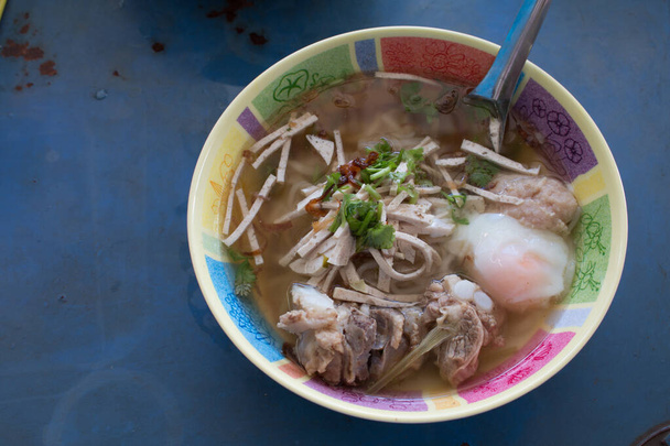 Rice Noodle with Pork, boiled egg and vegetable favorite food. - Photo, Image