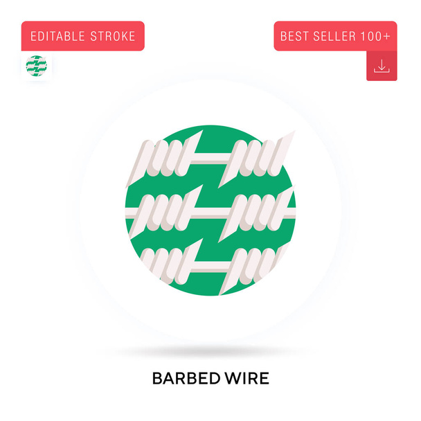 Barbed wire detailed circular flat vector icon. Vector isolated concept metaphor illustrations. - Vector, Image