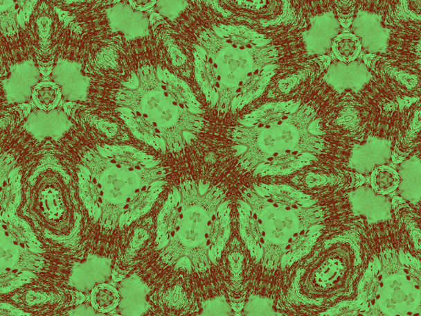 An illustration of red and green abstract pattern in a kaleidoscope as a background - Photo, image