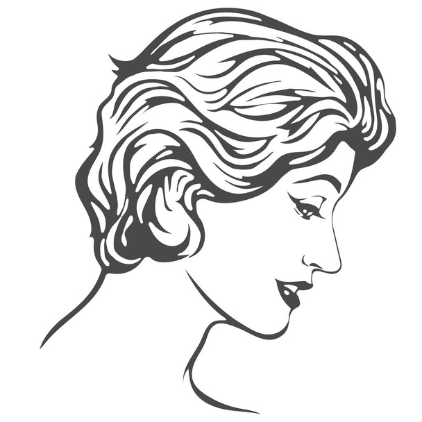 Premium Vector  Girl in profile with short hair. vector anime