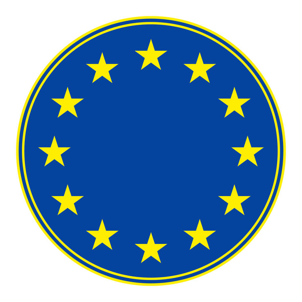 illustration European Union flag. Circle of yellow gold stars over dark blue background. - Vektori, kuva