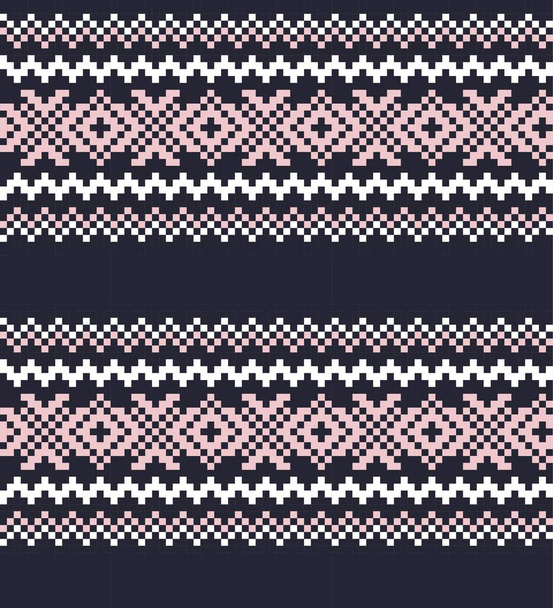 Pink Navy Weihnachtsmarkt Insel Muster Hintergrund für Modetextilien, Strickwaren und Grafiken - Vektor, Bild