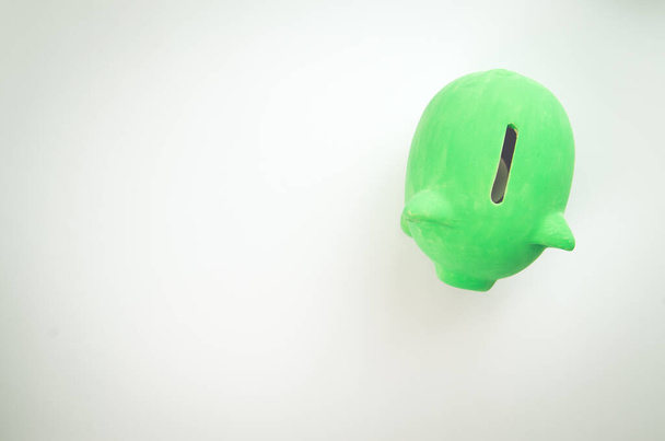 A top view of the green pig money box - Valokuva, kuva