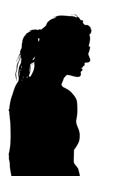 Imagen de perfil lateral de la joven mujer moderna
 - Vector, Imagen
