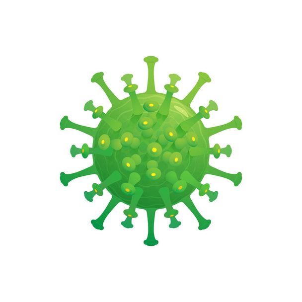 La ilustración del vector de stock de un coronavirus verde se aísla sobre un fondo blanco. El concepto es una amenaza de coronavirus. - Vector, imagen