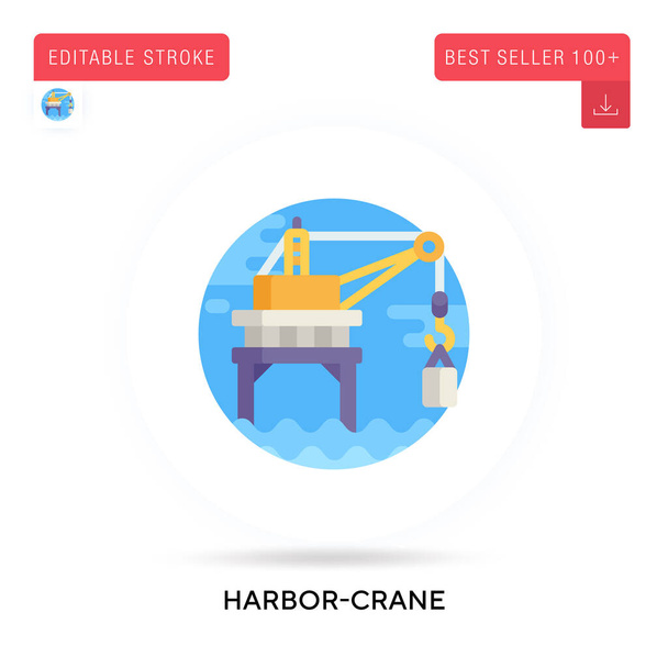 Harbor-crane detailed circular flat vector icon. Vector isolated concept metaphor illustrations. - Vector, Image
