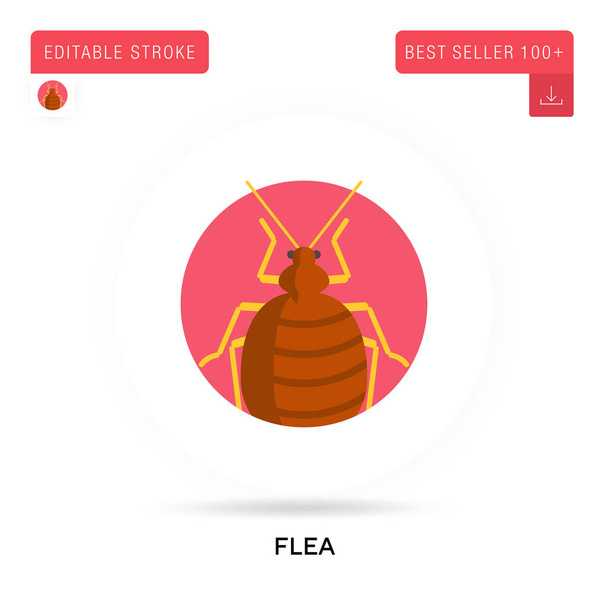 Flea detailed circular flat vector icon. Vector isolated concept metaphor illustrations. - Vector, Image