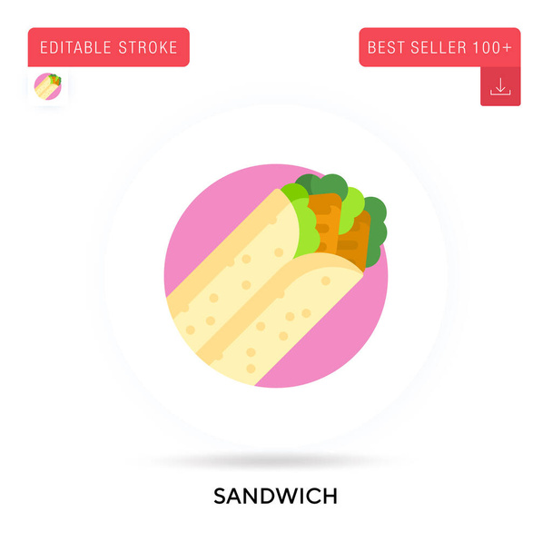 Sandwich detailed circular flat vector icon. Vector isolated concept metaphor illustrations. - Vector, Image