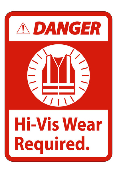 Znak zagrożenia Hi-Vis Wear Wymagane na białym tle  - Wektor, obraz