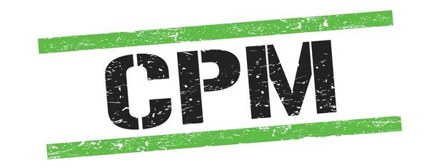 CPM text on black green grungy lines stamp sign. - Photo, Image