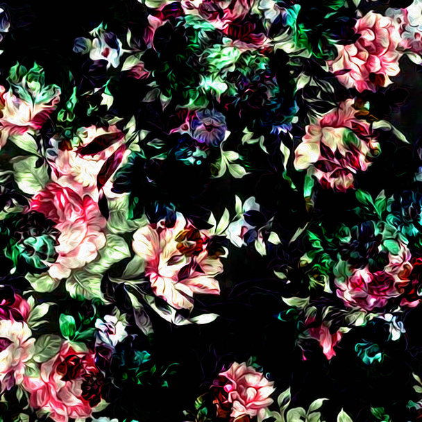 Virágos akvarell keverék textúra modern minta - Fotó, kép
