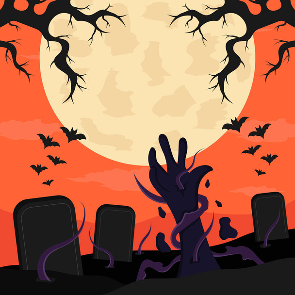 Flat design halloween background. Vector Illustration - Vector, Image