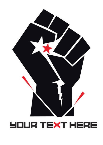 Czarny symbol zasilania w kolorze czarnym na białym tle na banery protestacyjne i koszulki - Wektor, obraz