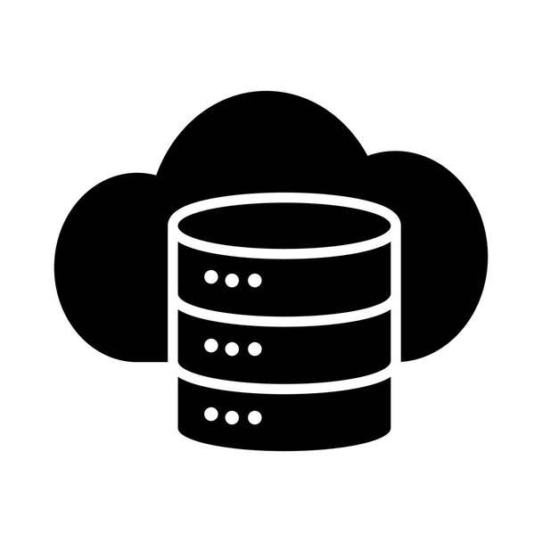 data server and cloud storage icon, silhouette style - Vector, Image