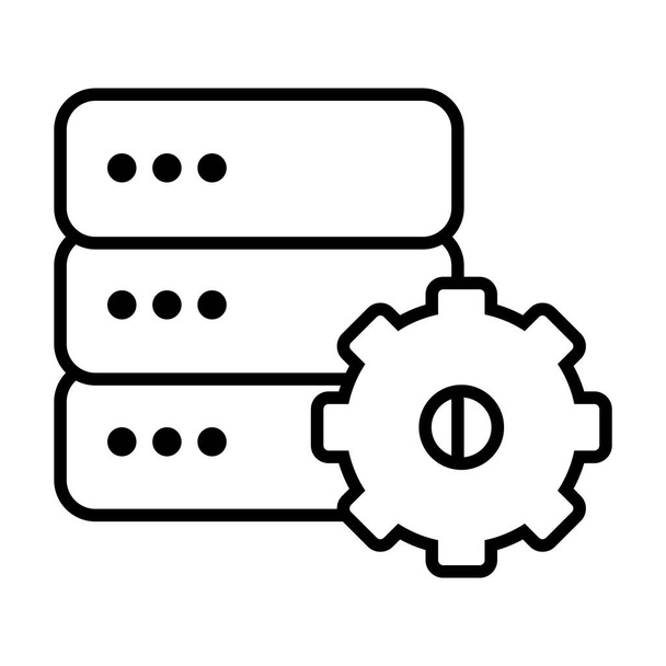 data servers and gear wheel icon, line style - Vector, Image