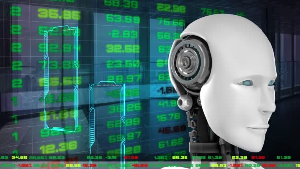 Futuristický robot, umělá inteligence CGI big data analytics and programming - Záběry, video