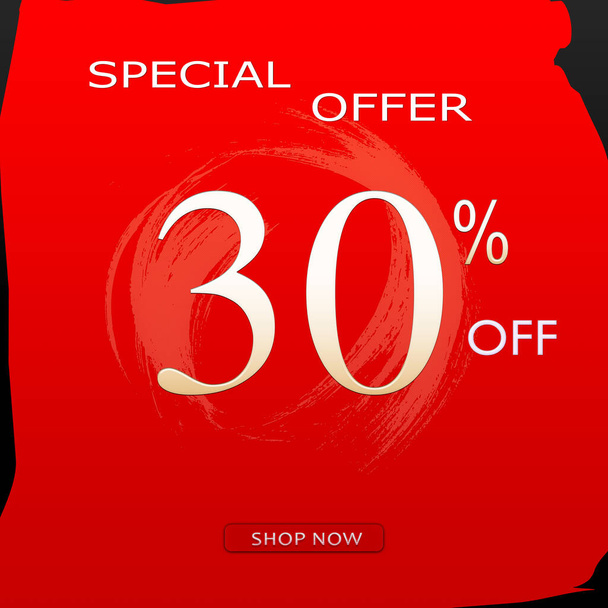 Offerta Speciale Banner Sconto Con 30% Fuori Design & negozio ora Pulsante su sfondo rosso. - Foto, immagini