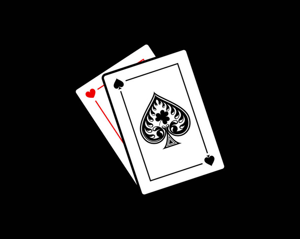 Spade κάρτα πόκερ με κάρτα αγάπης πίσω - Διάνυσμα, εικόνα