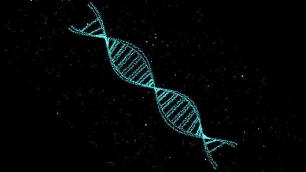 DNA struttura digitale scienza biotecnologia astratto 3D ruotare e particelle cellulari in movimento intorno - Filmati, video