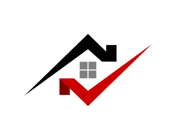 Abstract black and red check house - Vector, Image