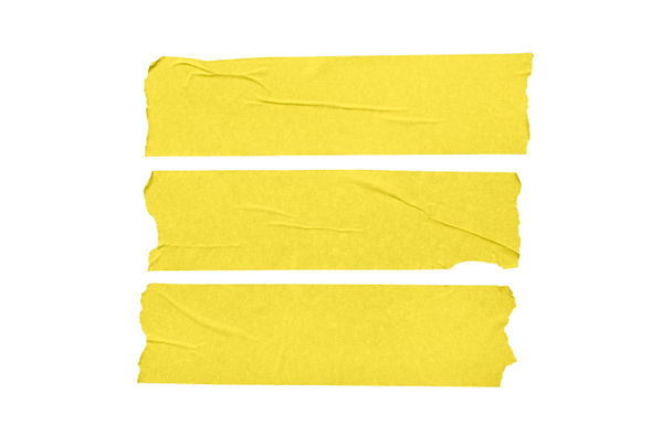 Set of yellow blank tape stickers isolated on white background. Mock up template - Photo, Image
