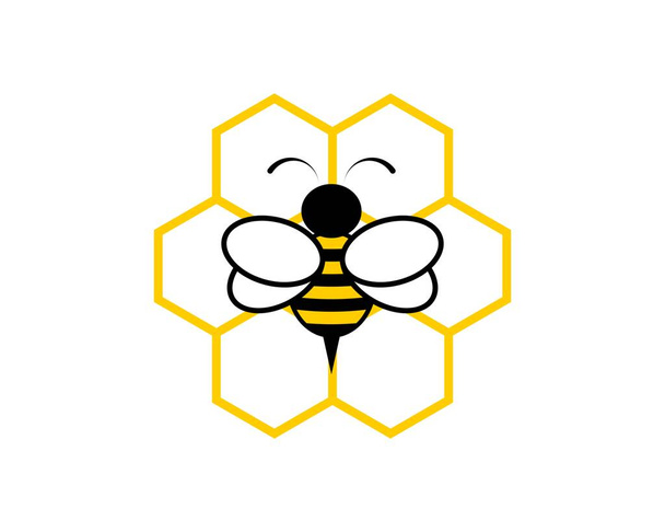 Απλή κυψέλη και μέλισσα μέσα - Διάνυσμα, εικόνα