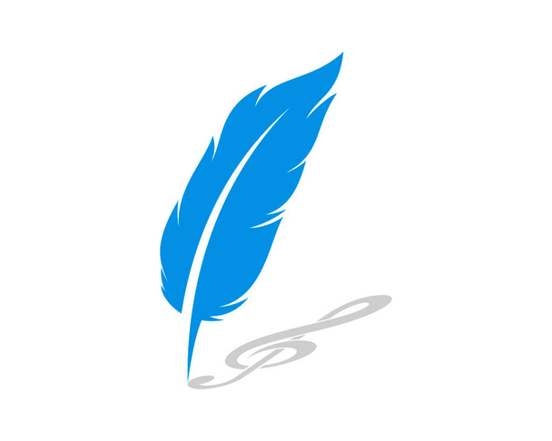 Pluma de pluma azul escribiendo una nota musical - Vector, Imagen
