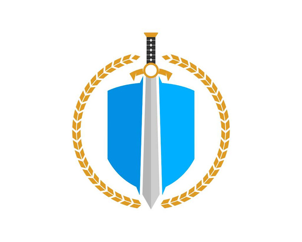 Trigo circular com espada e escudo - Vetor, Imagem