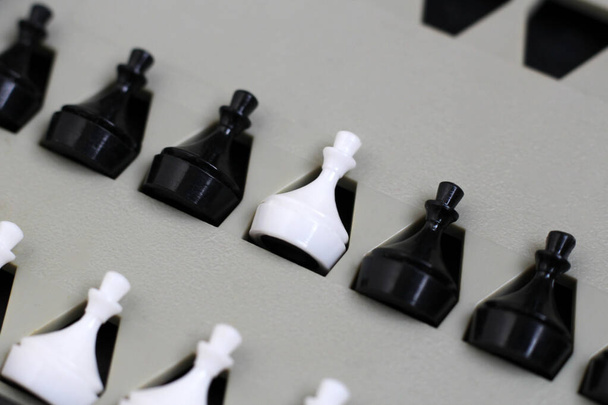 Game of chess. Black and white party. Your turn. Mini chess. So close. - 写真・画像