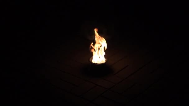  Fuoco brucia in un piatto a terra - Filmati, video