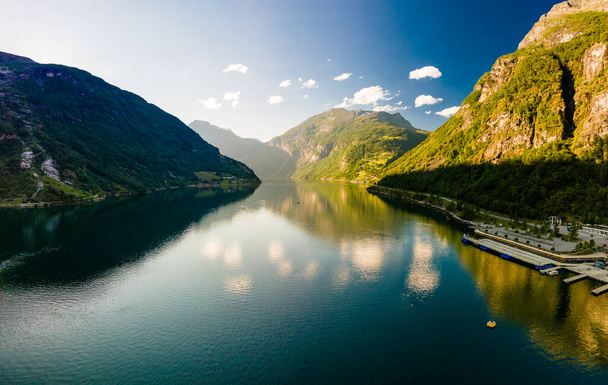 Panoramic and drone landscape of Geiranger fjords, Geirangerfjord, Norway. - 写真・画像