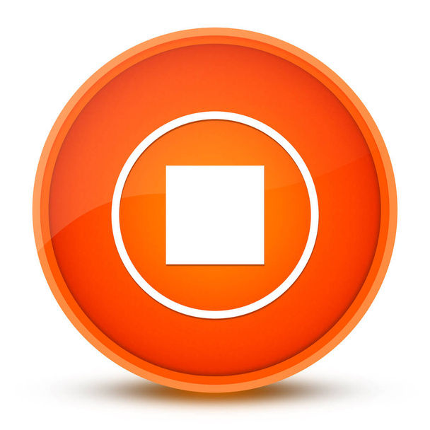 Stop luxurious glossy orange round button abstract illustration - Photo, image