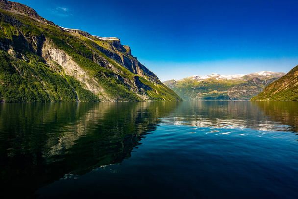Panoramic and drone landscape of Geiranger fjords, Geirangerfjord, Norway. - 写真・画像