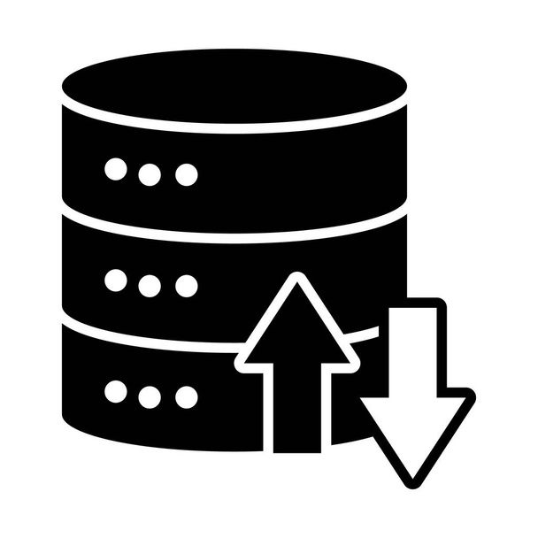 data server met upload en dowload pijlen, silhouet stijl - Vector, afbeelding